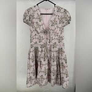 Avec Les Filles Floral print puff sleeve Womens Size 8 Mini Dress